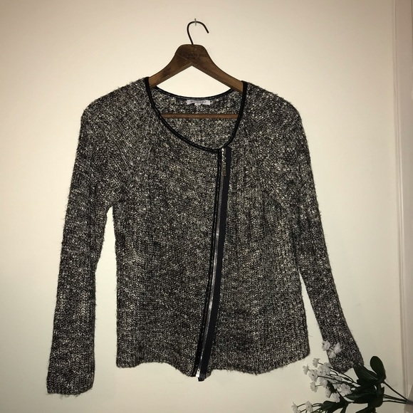 Baciano Zip up cardigan black white silver - Picture 2 of 4